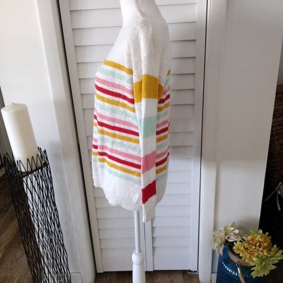 Talbots Slub Boatneck Pullover Striped sweater beach‎ colors Sz. MP - Picture 6 of 8